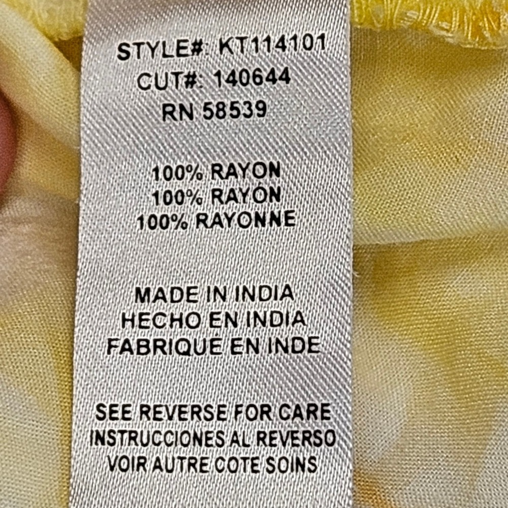 KUT From The Kloth Eden Short Sleeve Yellow And White Tie Dye Blouse Size Large - Picture 8 of 9